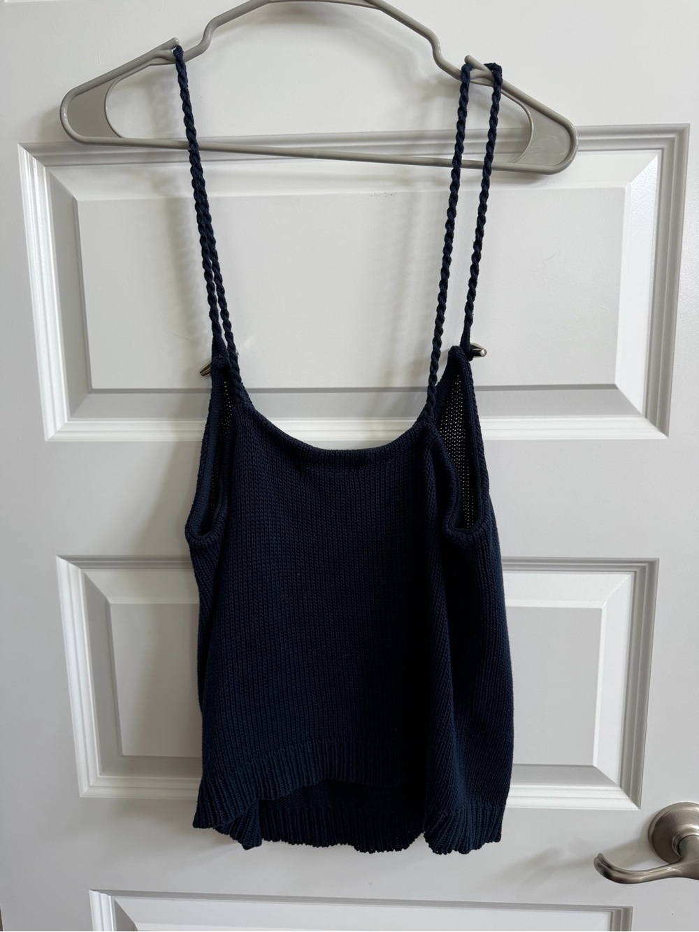 LAUREN Ralph Lauren Navy Cable Knit Camisole Twisted Strap Tank Top With Silver - Picture 5 of 6